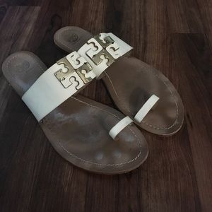 White & gold Tory Burch sandals size 11