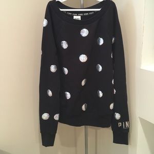 PINK polka dot sequin sweater