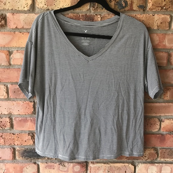 American Eagle Outfitters Tops - AEO Soft And Sexy Stripped V-Neck T-Shirt