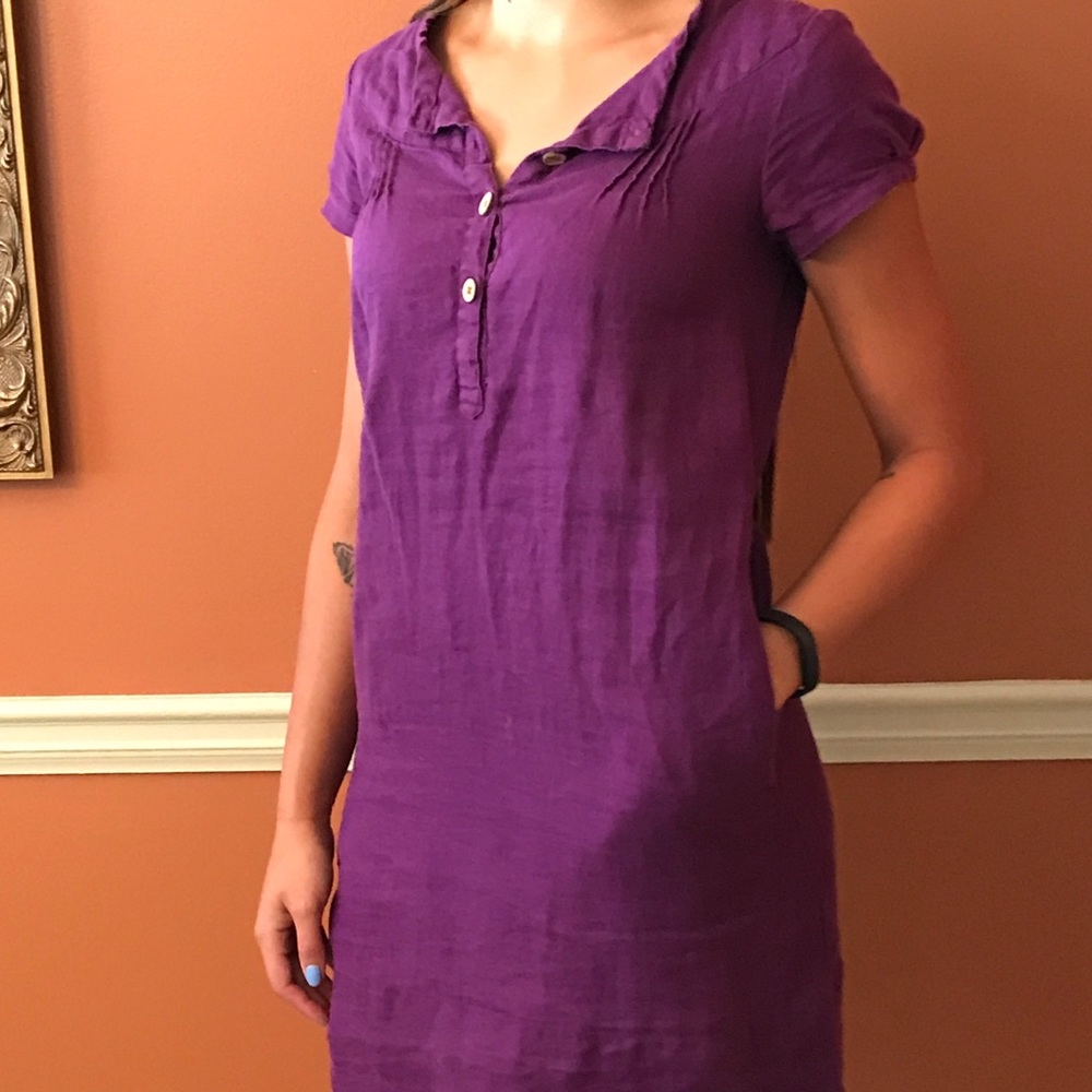 Purple linen dress