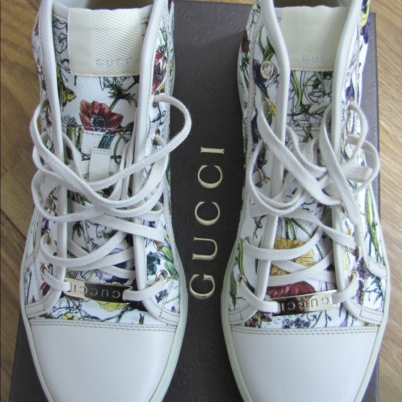 Gucci Shoes - Gucci Flora Canvas Leather Hightops size 38EU 8US
