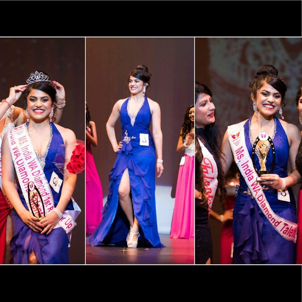 Pageant prom evening gown dress blue