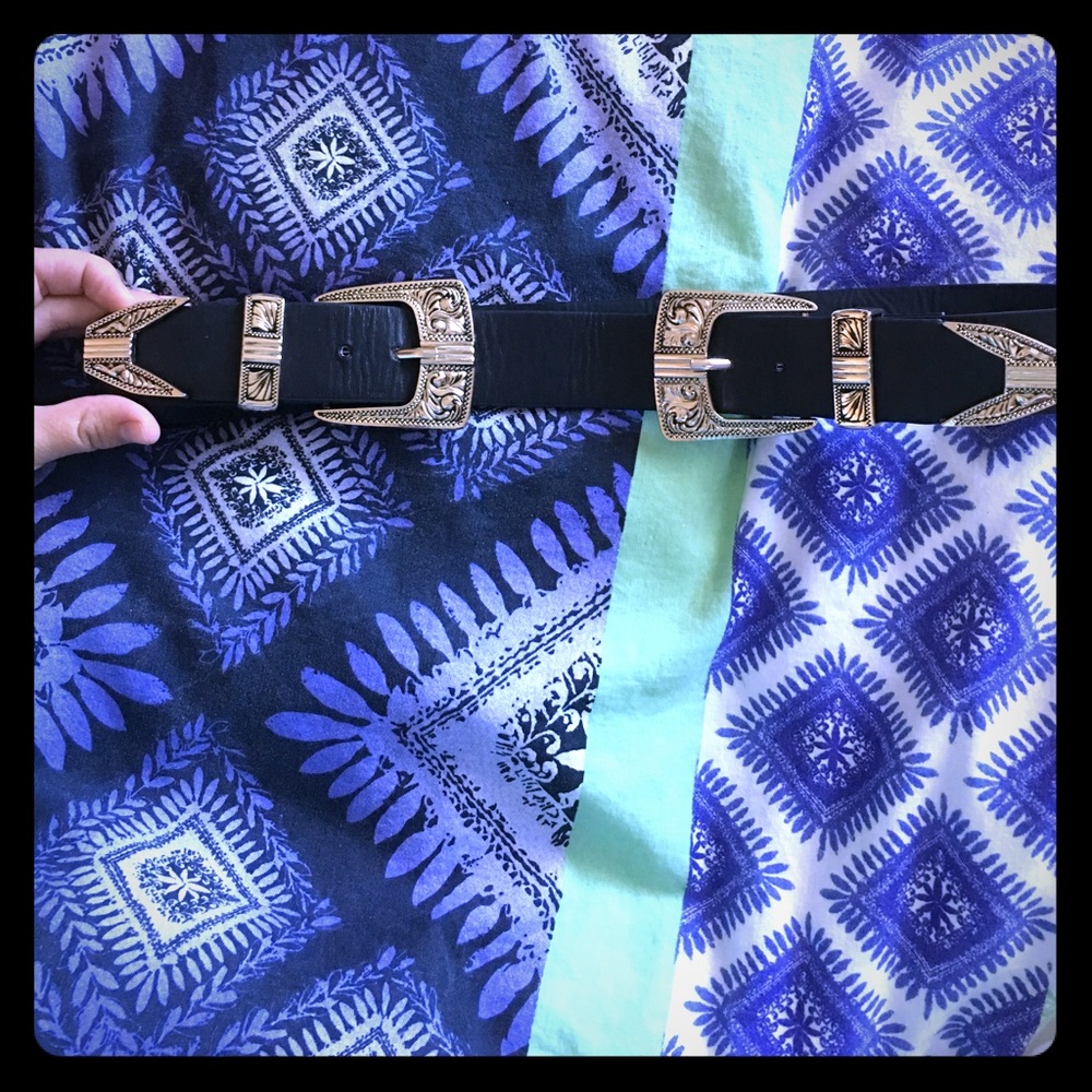 double buckle black belt