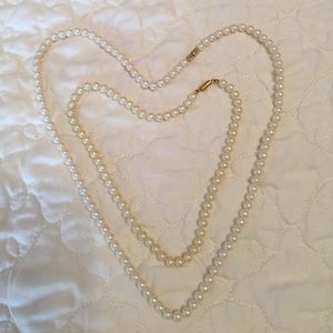 Two Vintage Faux Pearl Necklaces