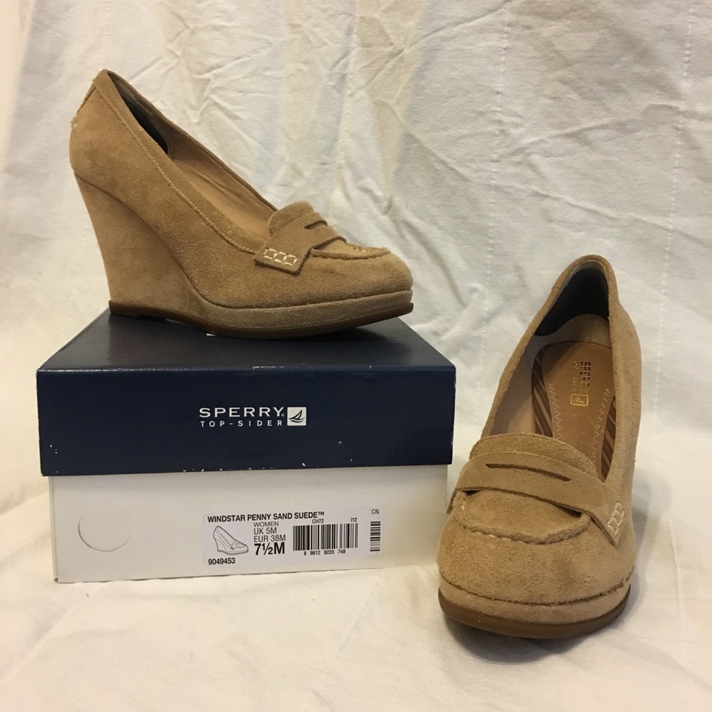 NEW Sperry Topsider Suede Wedges 7.5