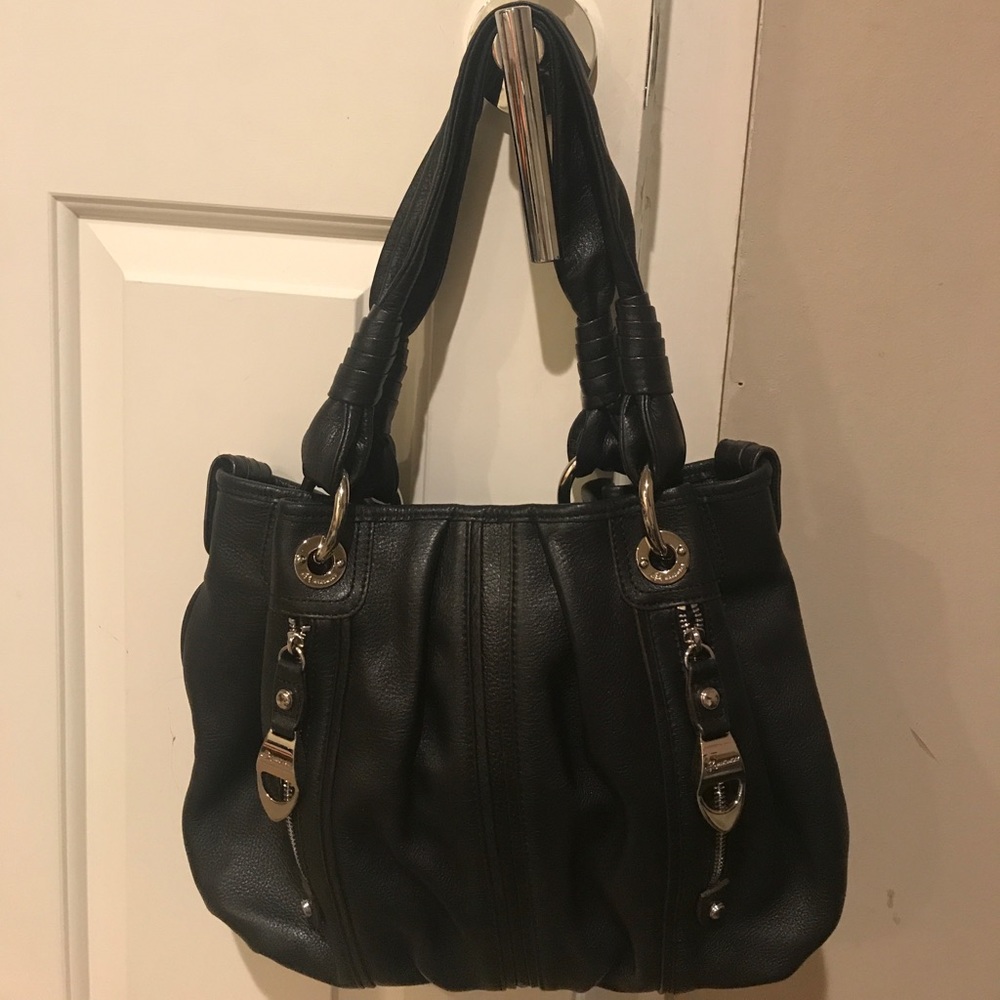 B. Makowsky black pebbles leather tote bag