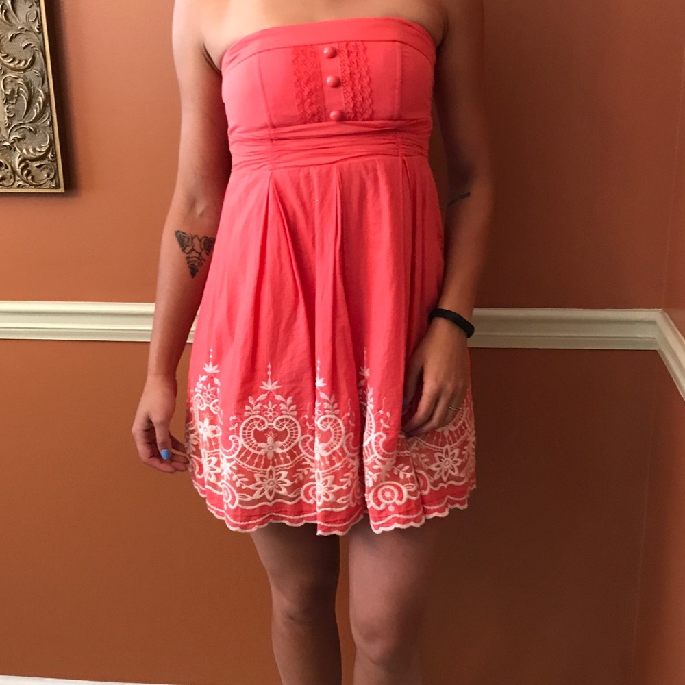 Peach strapless dress