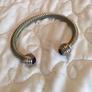 Open Bangle Bracelet w/Purple Stones