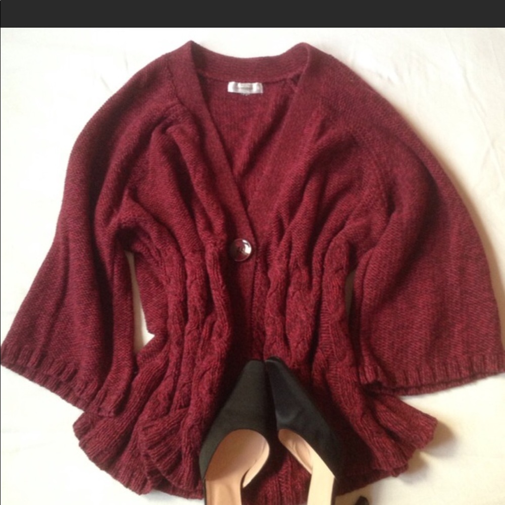 Maroon 1 button sweater