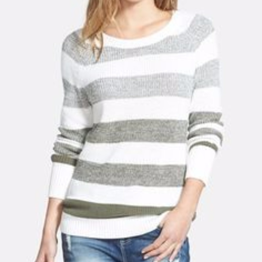 Marled Ombre Stripe Cotton Blend Sweater
