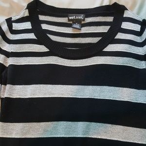 Stripped black grey and glittery silver shirt