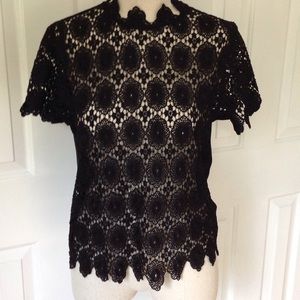 BOGO‼️Black open pattern crotchet top