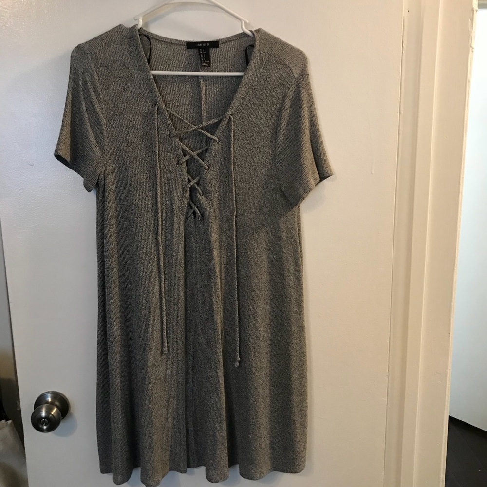 Grey lace up dress