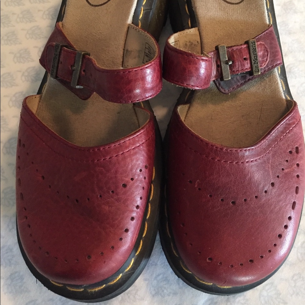 Dr. Martens Red Mary Jane Slip On’s Size 10