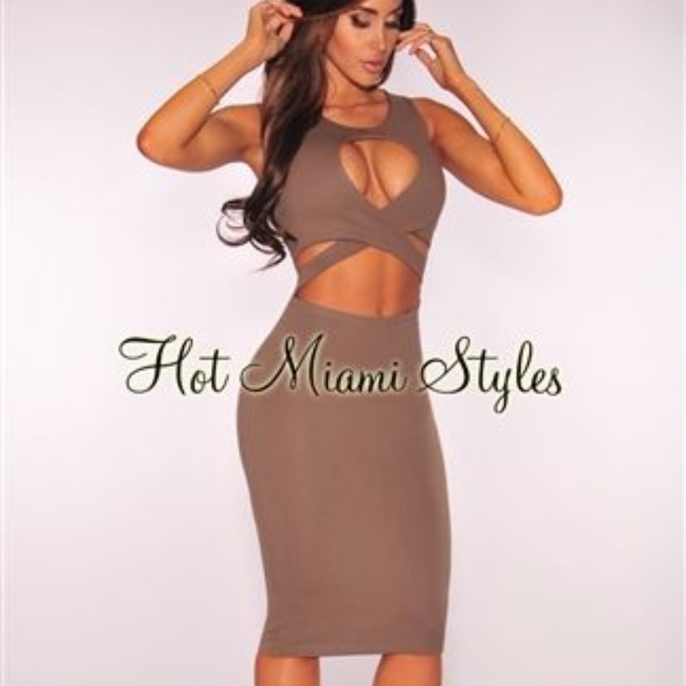 Taupe Cut Out Front Dress