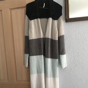 Free People Color Block Long Cardigan XS