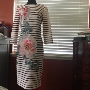 Form fitting stripe/flowered dress
