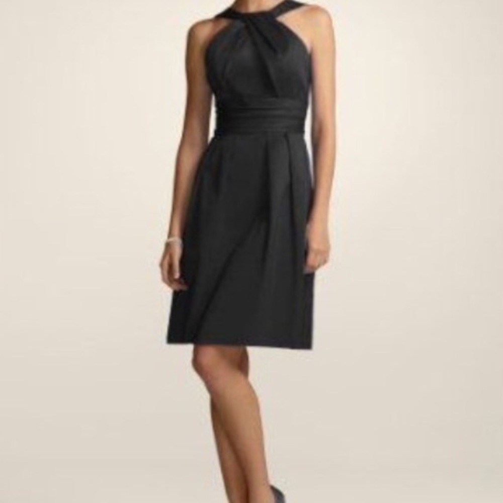 David's Bridal bridesmaid formal dress! Black satin oasis halter prom wedding