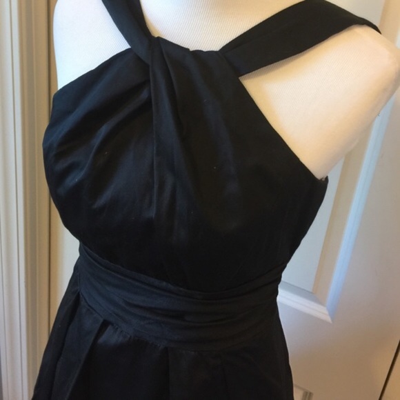 David's Bridal bridesmaid formal dress! Black satin oasis halter prom wedding - Picture 3 of 5