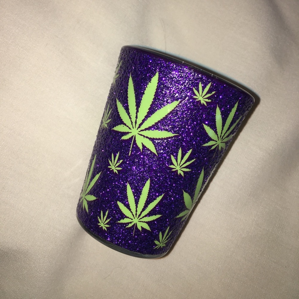SOLD. Sparkle Purple pot Leaf Shot Glass