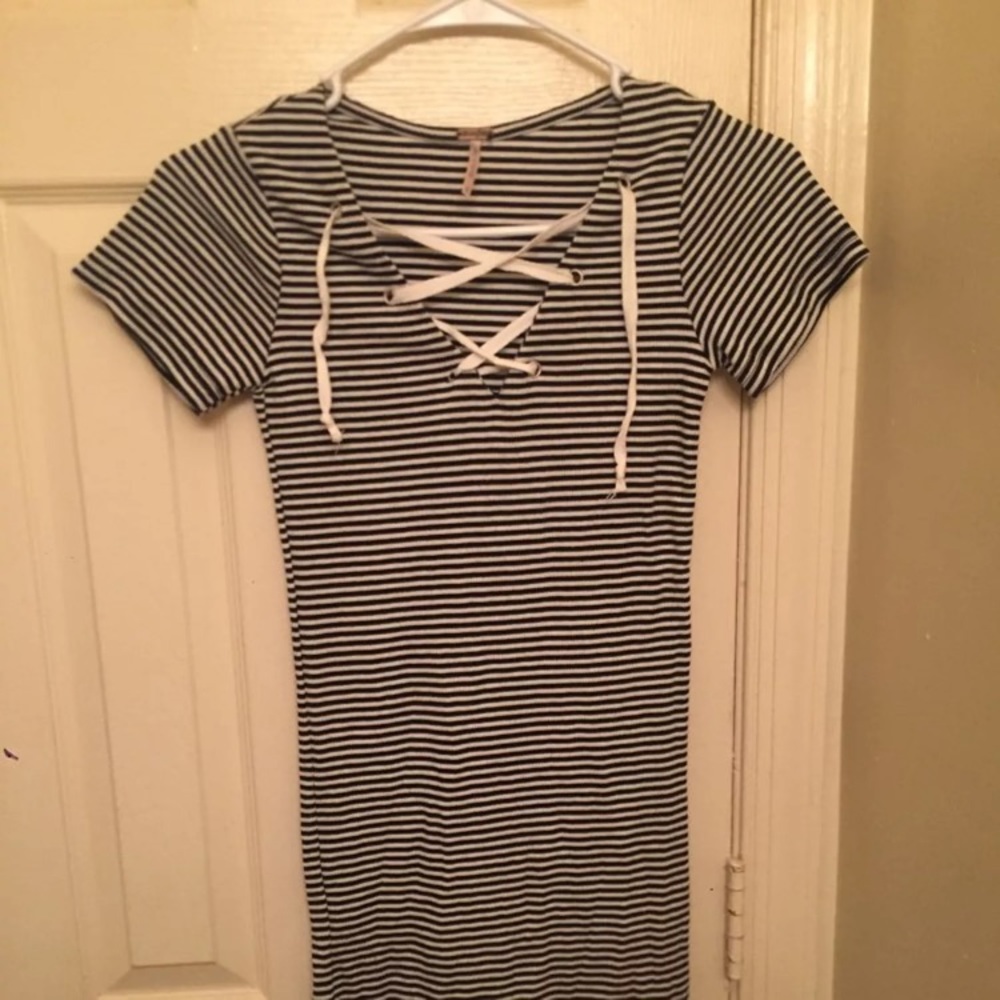 Black and White Tie Up Dress