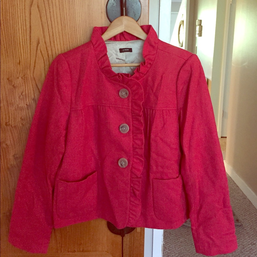 J. Crew Wool Ruffle Neck Jacket