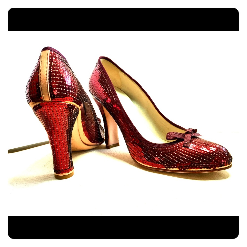 Original Miu Miu red sequined pumps, size 39 1/2.