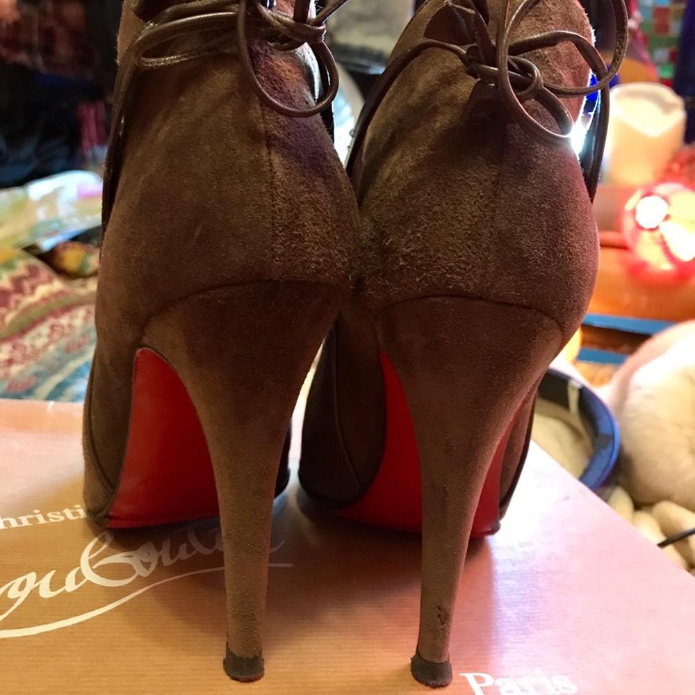 Taupe Suede Authentic Louboutin Booties