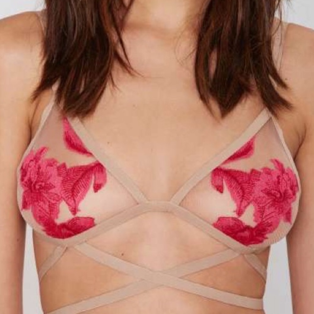 For love & lemons pink orchid bra size M
