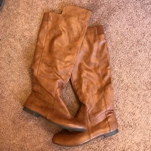 Pleather knee high boots