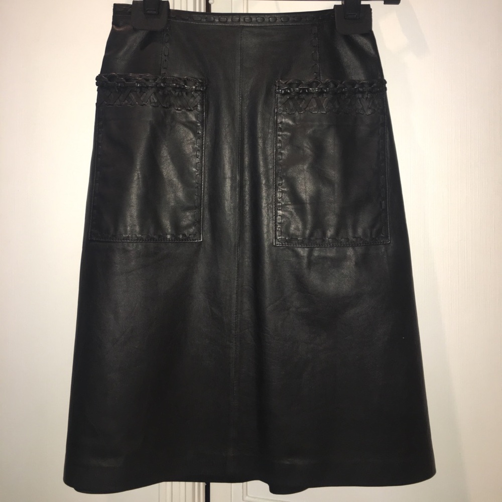 🌈 NWT ELIE TAHARI leather skirt size 0
