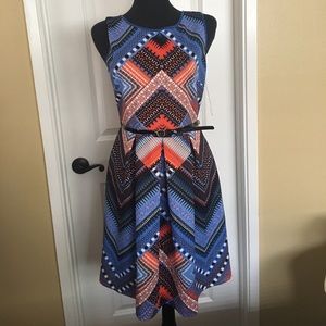 Dress multi color belted