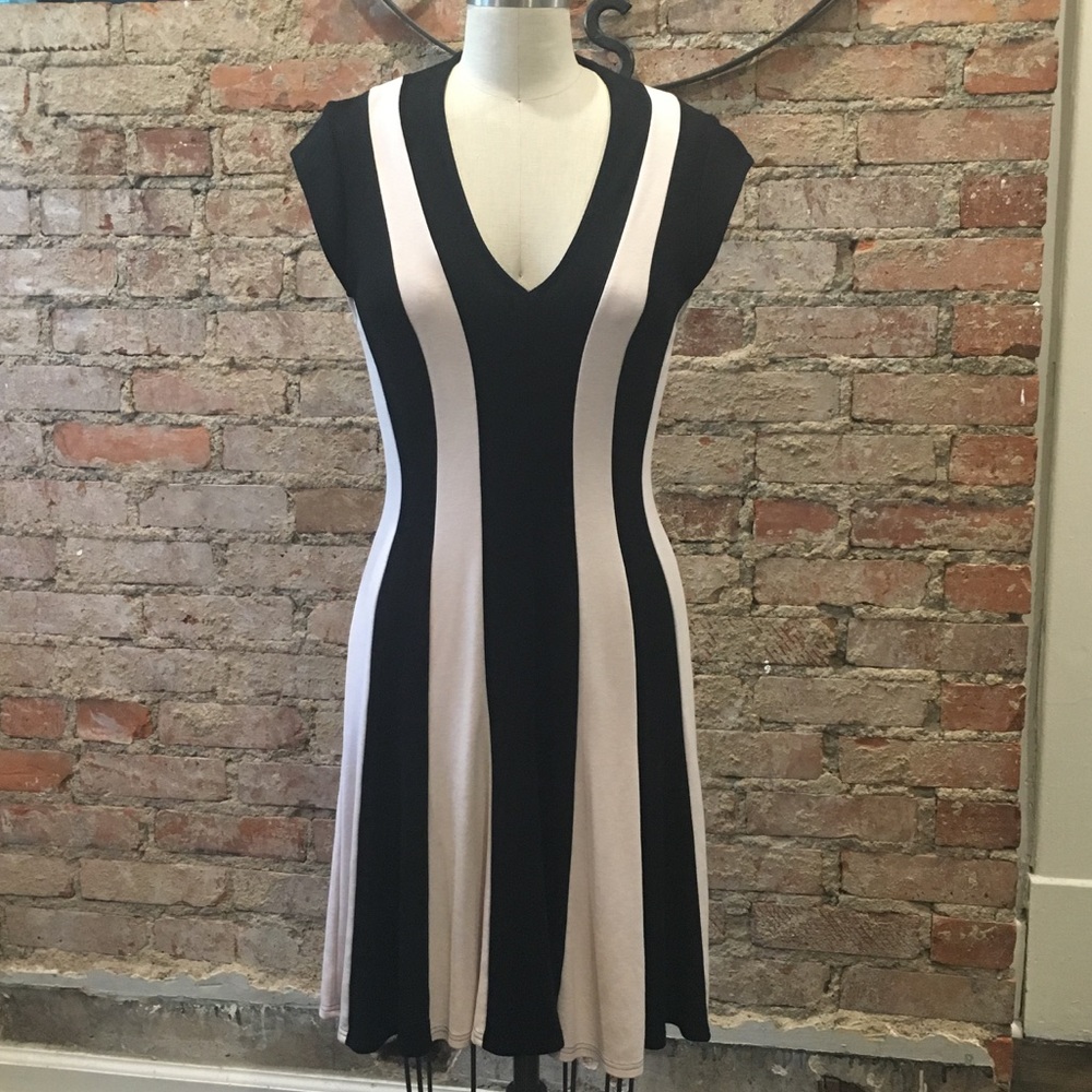 Black and VERY LIGHT pink striped circus dress!