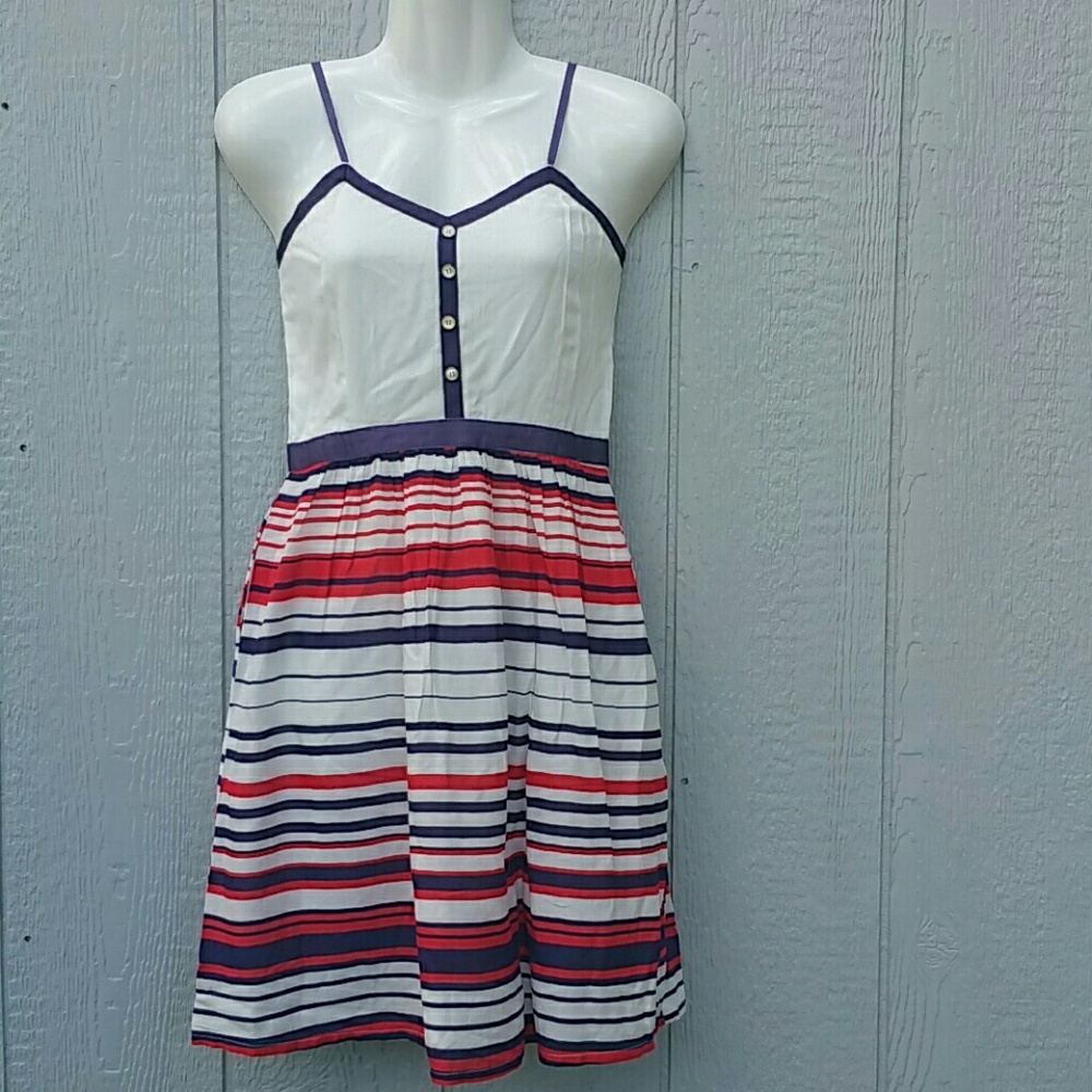 Criss Cross Spaghetti Strap Stripe Dress