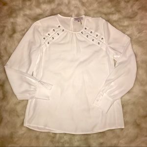 White Sheer Long-sleeve Blouse
