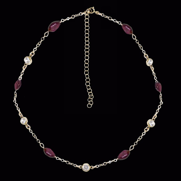 R E V A R I E Jewelry - Garnet & White Topaz Choker