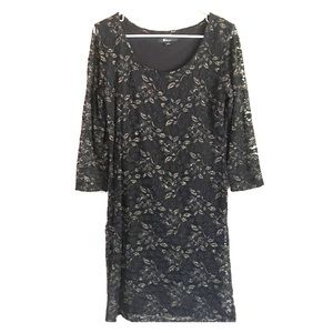 Black dress w/ black & gold lace overlay