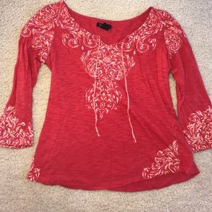 Red lucky brand 3/4 sleeve