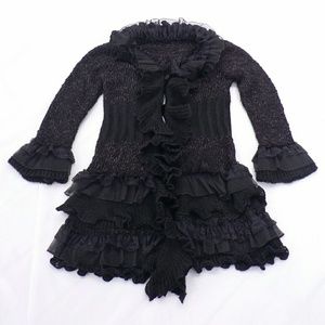 Black Ruffle Cardigan Sweater