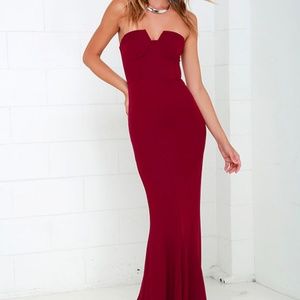 Lulu's Wine Red Strapless Dress