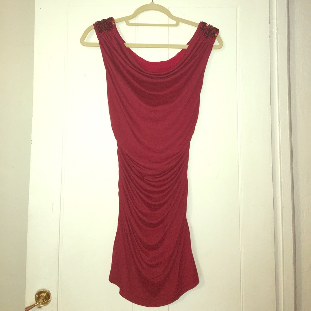 Red dress with embellished shoulders- never worn!