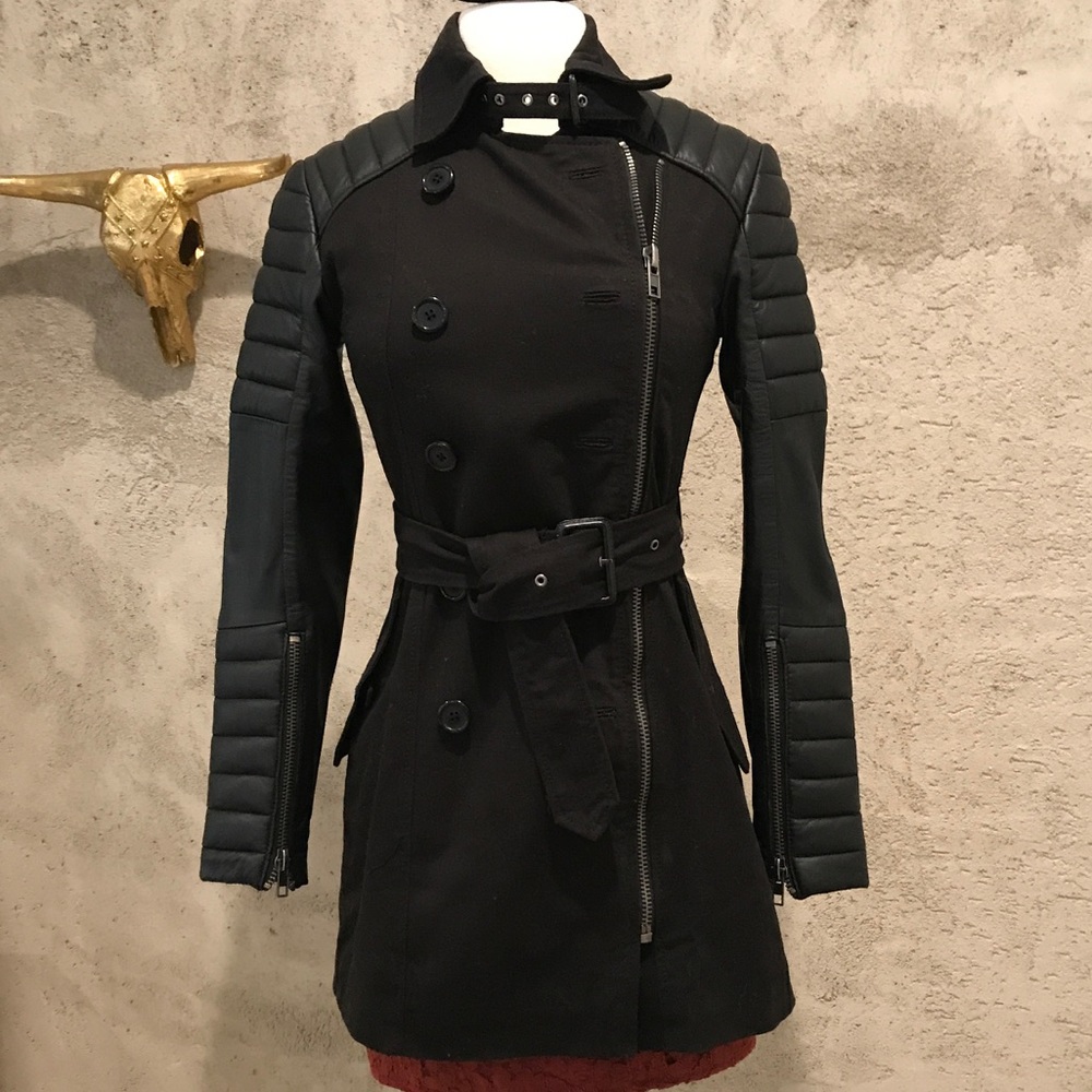 Walter baker trench with leather arms