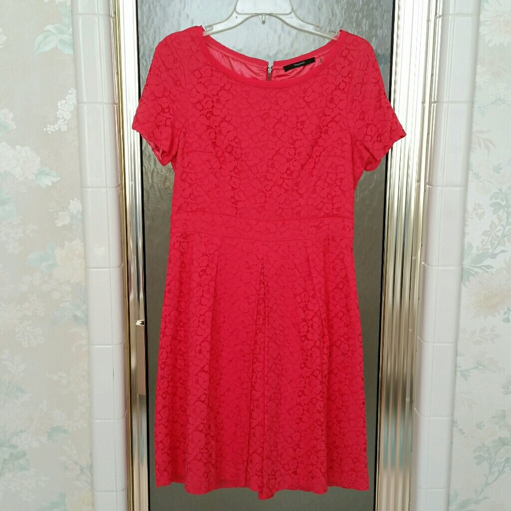 Tahari Floral Lace Fit and Flare Dress