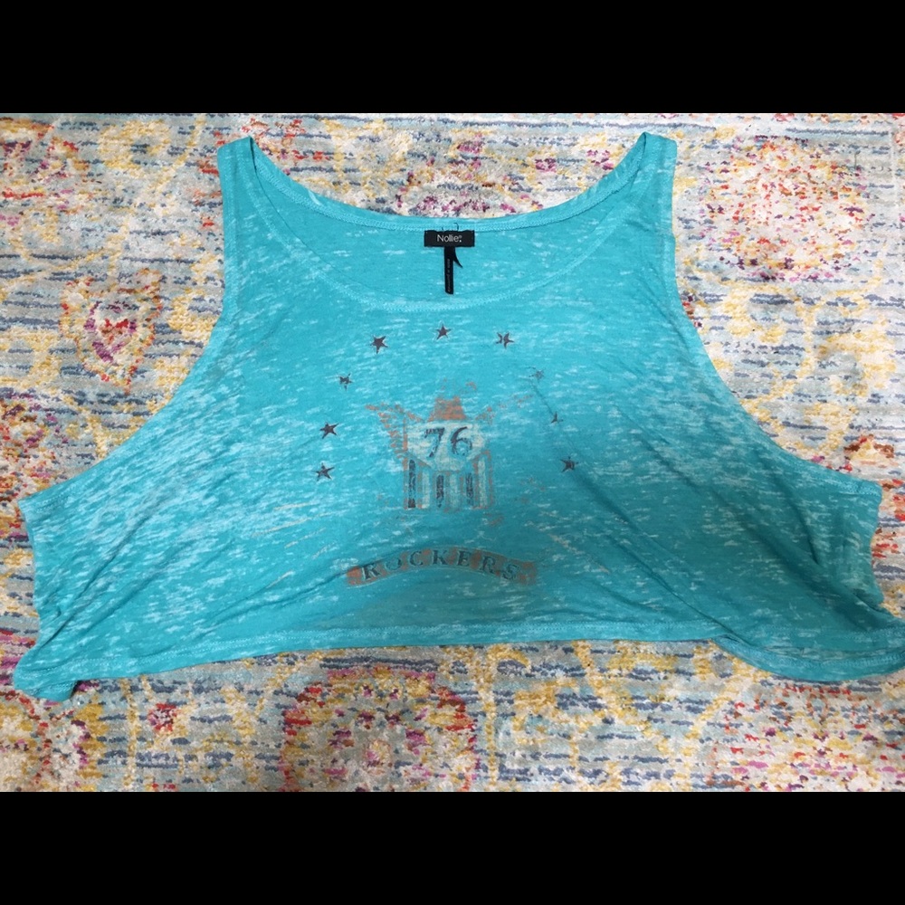 Teal distressed crop top!