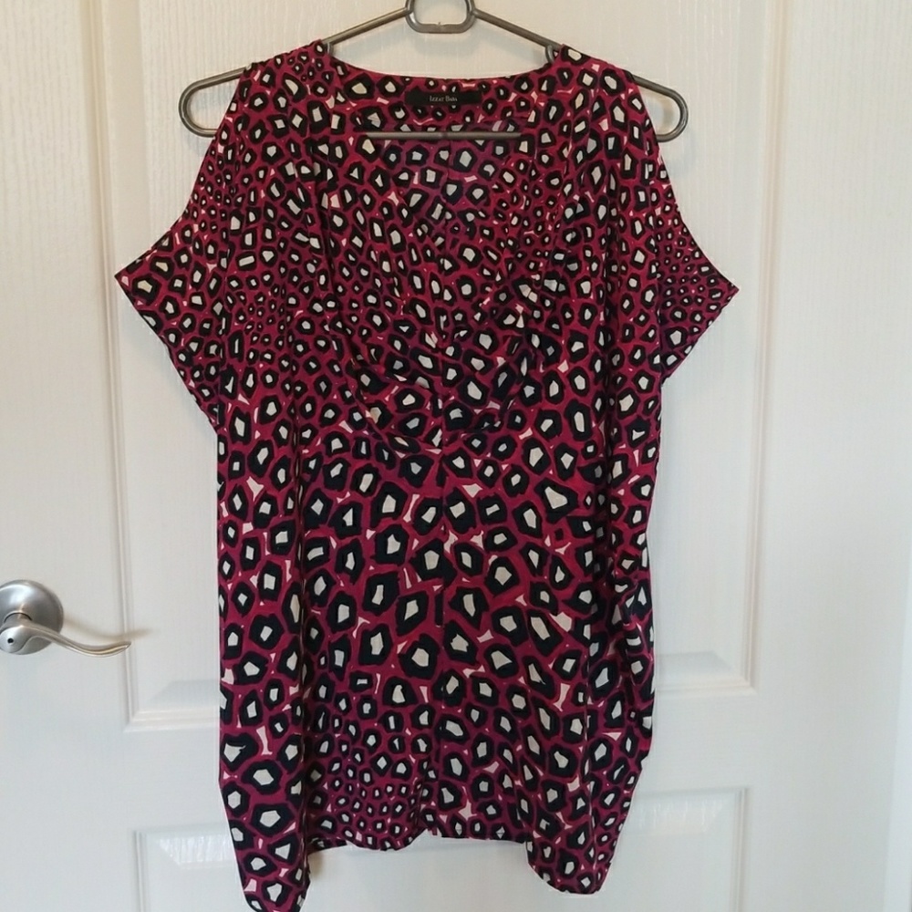 Silk Blouse Fuchsia Purple Black Reopard