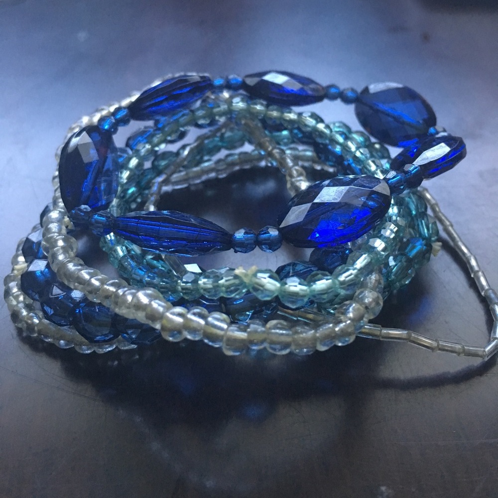 Blue/Ice beaded bracelet bundle