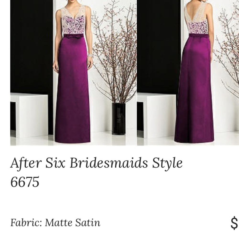 Wild berry and ivory full length bridesmaid dress