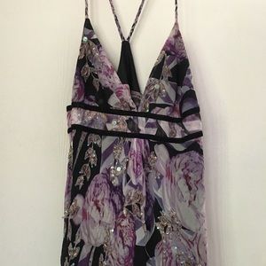 Diane Von Furstenberg Purple Sequin Silk Top Small