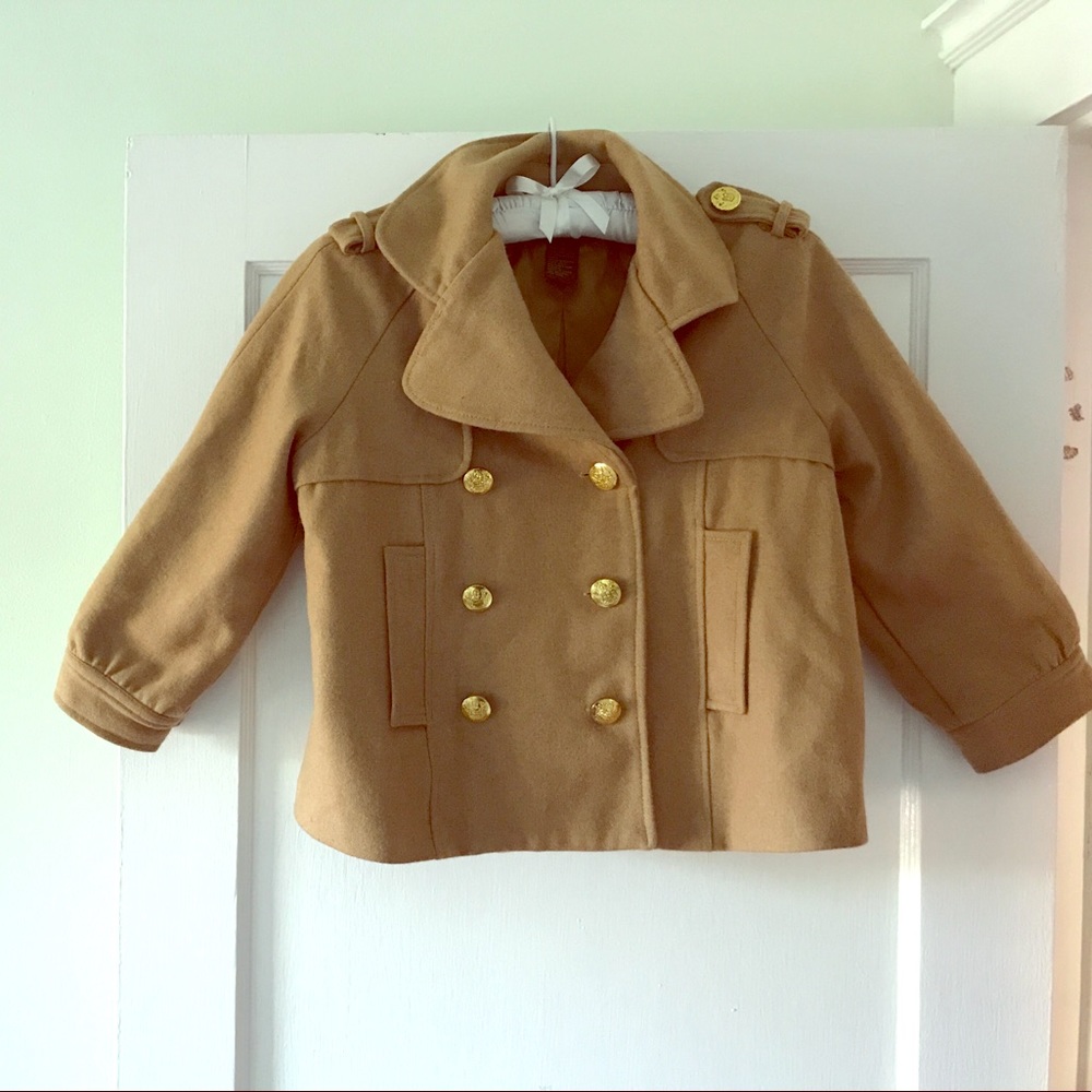 Mini cropped peacoat in camel