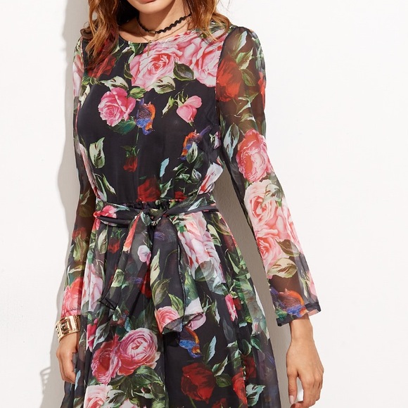 5⭐️🆕🏆2XHP🏆Romantic Rose Chiffon Dress - Picture 3 of 5